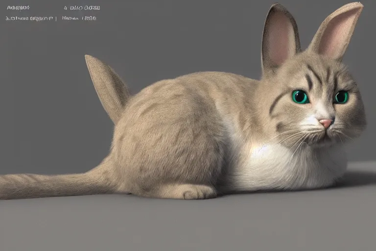 Image similar to a cat bunny, bright, 8 k photorealistic, hd, high details, trending on artstation