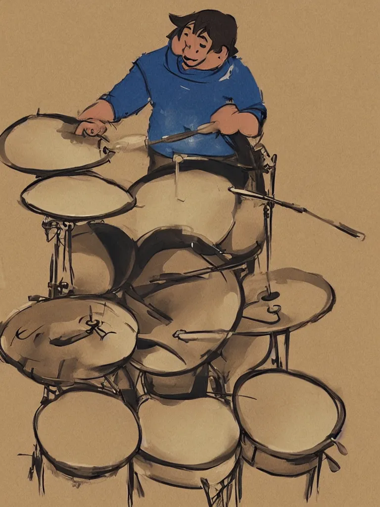 Image similar to playing the drums by disney concept artists, blunt borders, rule of thirds