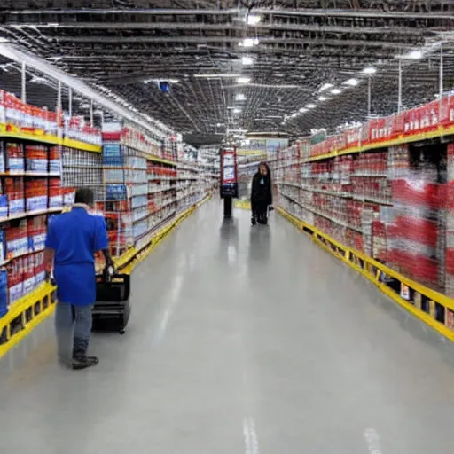 Prompt: a costco entirely staffed by robots