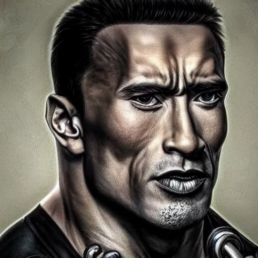 Prompt: fusion of arnold schwarzenegger and dwayne johnson