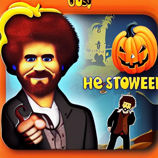 Prompt: halloween in the style of bob ross