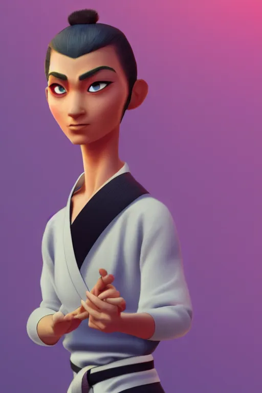 Prompt: a centered stylized render of a cool martial artist, by dreamworks, by pixar, by viktoria gavrilenko, by leticia gillett, by lois van baarle, raya, perfect face, 3 d, 8 k