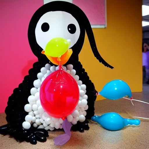 Prompt: a balloon penguin, balloon art.