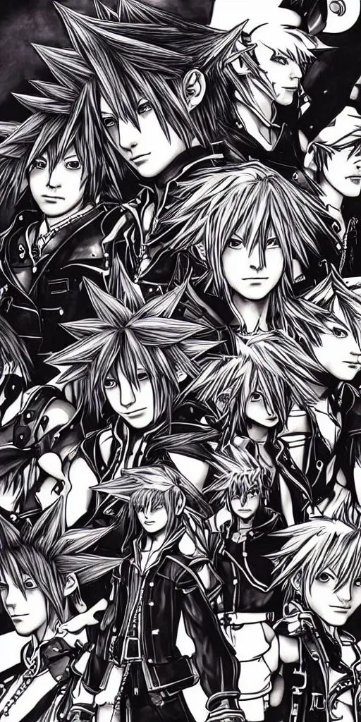 Prompt: kingdom hearts by yoji shinkawa