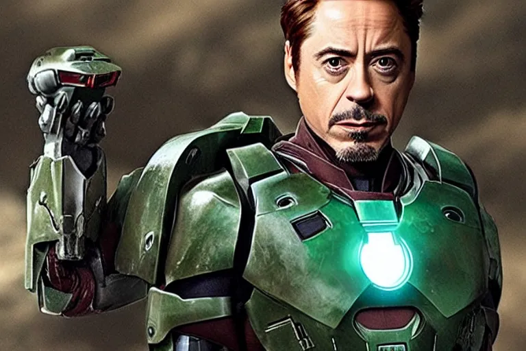 Image similar to robert downey jr as master chief