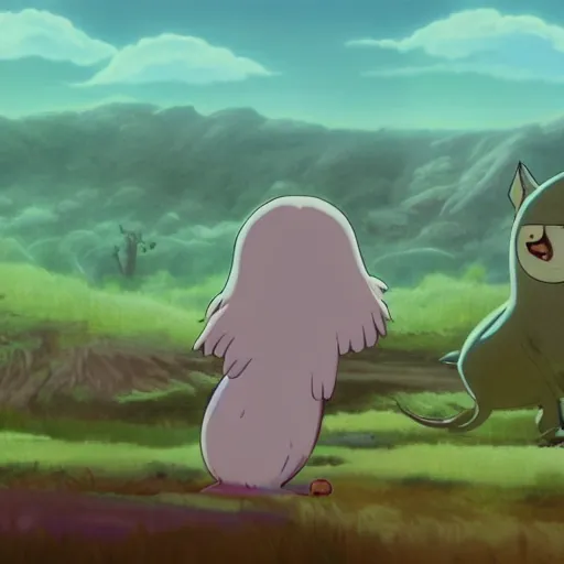 Image similar to amazing cute monster creature ,a screenshot from adventure time, by Salvador dali and Makoto Shinkai