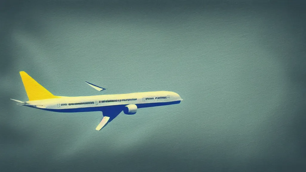 Prompt: airplane over narita airport, a collage painting, in the style of wes anderson, lola dupre, david hockney, isolated on negative space background dark monochrome neon spraypaint accents volumetric octane render
