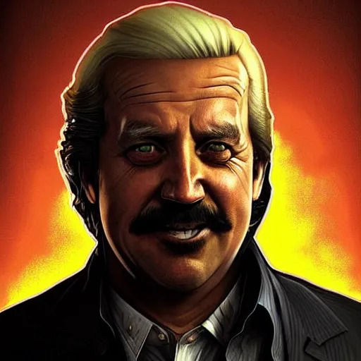 Image similar to A combination of Ron Jeremy's and Donald Trump's and Joe Biden's faces as Aiden Caldwell character from Dying Light 2 Stay Human, western, D&D, fantasy, intricate, elegant, highly detailed, digital painting, artstation, concept art, matte, sharp focus, illustration, art by Artgerm and Greg Rutkowski and Alphonse Mucha