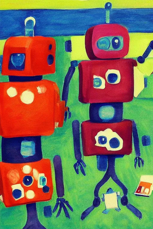 Image similar to robots doing activities by margret rey