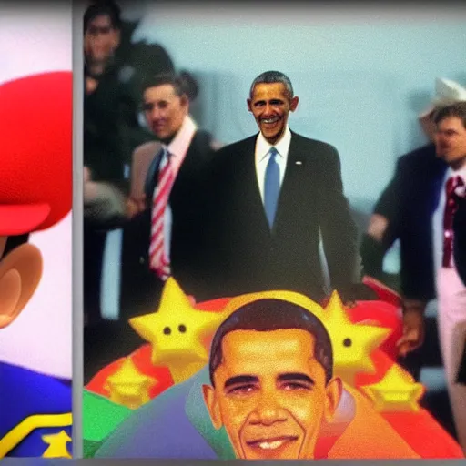 Image similar to obama in super mario 6 4