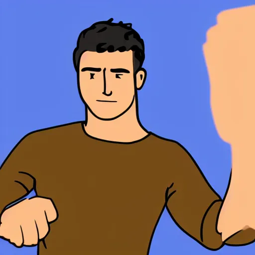 Prompt: a wikihow illustration of a man punching himself