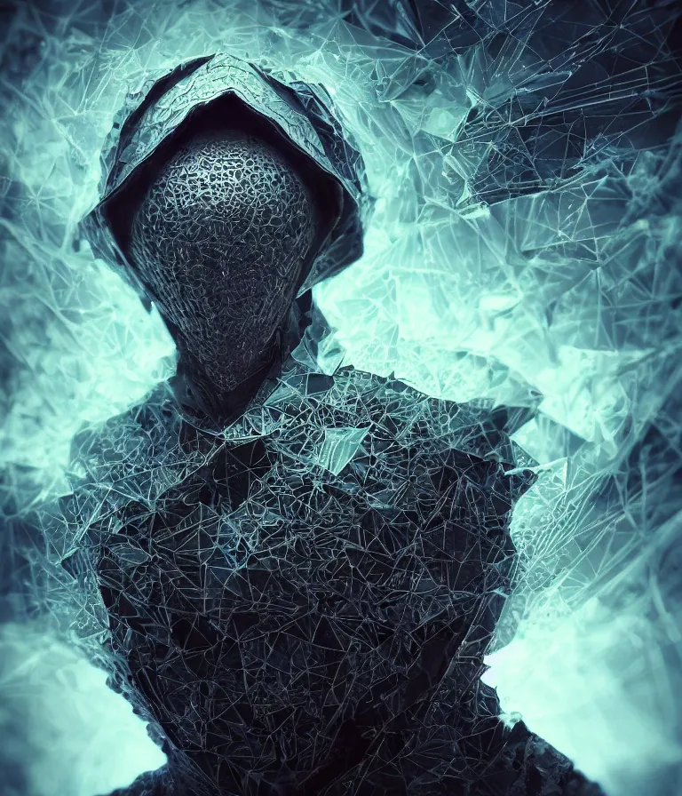 Image similar to impressive ominous front!! shot photo of a court jester character fine portrait fine portrait mesmerizing fractal hyper cubes platinum cracked dark future hyper dimensional space galactic crystal nebula edges elegant detailed intricate concept artstation sharp focus ray tracing cinematic masterpiece temporal corruption beeple wlop germ 8 4 k scifi glossy hyper realistic illustration canon eos r 3 fujifilm x - t 3 0 sony alpha a 6 6 0 0