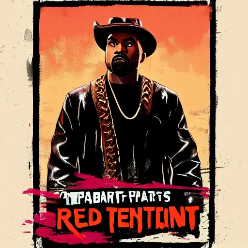 Image similar to portrait of kanye west in stephen bliss illustration red dead redemption 2 artwork of kanye west, in the style of red dead redemption 2 loading screen, by stephen bliss