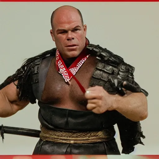 Image similar to a film still of Kurt angle with medal as samurai