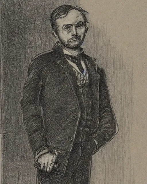 Prompt: Victorian drawing of professor of factory worker Jesse Pinkman, art by Sir Leslie Matthew Ward