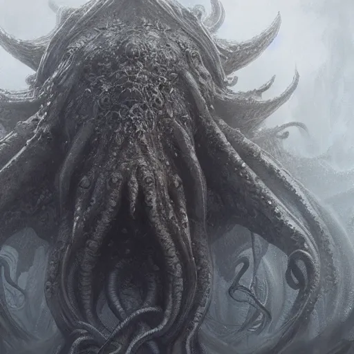 Prompt: monstrosity portrait of Cthulhu, hyperdetailed, artstation, cgsociety, by greg rutkowski, by Gustave Dore