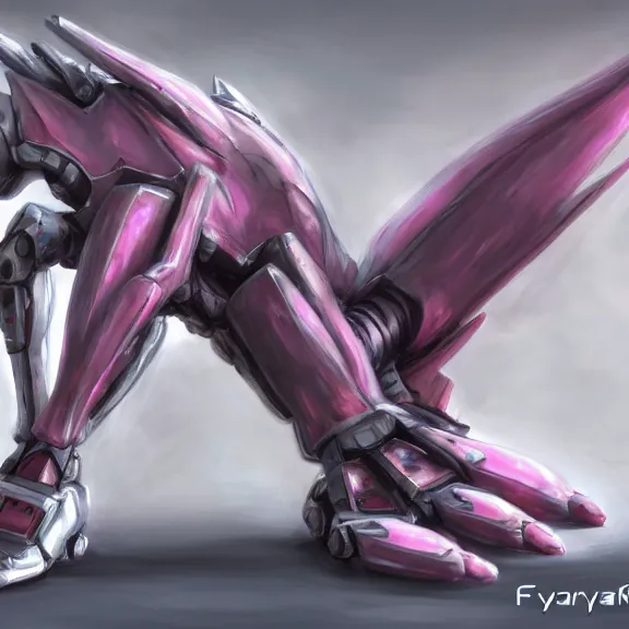 Image similar to very close up foot pov shot, detailed foot shot, paw art, hyperdetailed elegant beautiful stunning hot anthropomorphic mecha female dragon, laying down showing quality mecha dragon feet at camera, furry paw, anthro paw, dragon paw, beans, sharp silver armor fuchsia skin, sleek legs, warframe fanart, furaffinity, deviantart, ekasportal