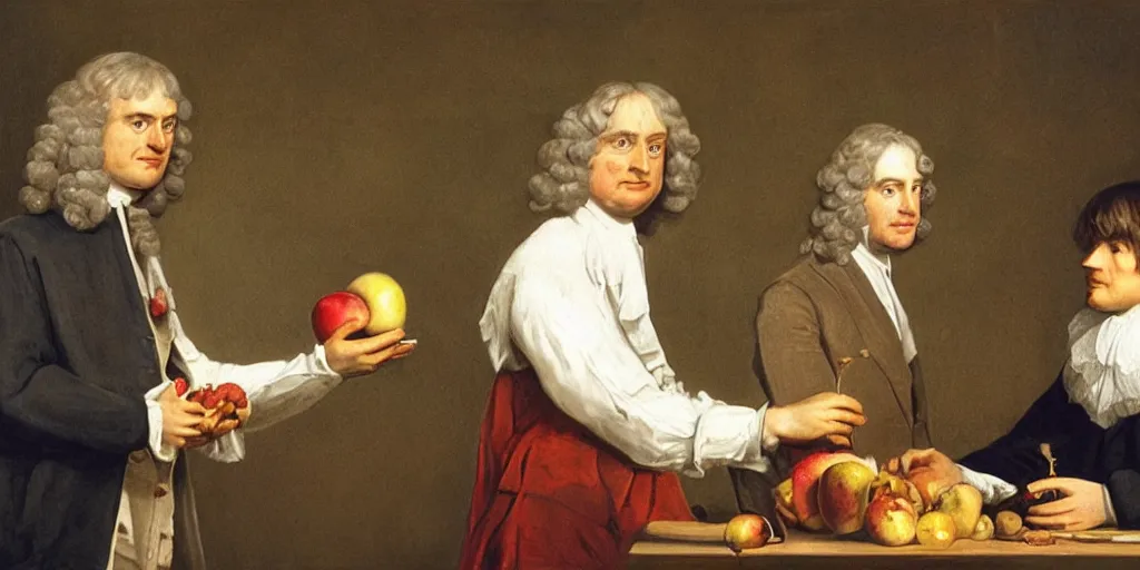 Isaac Newton with an Apple · Creative Fabrica