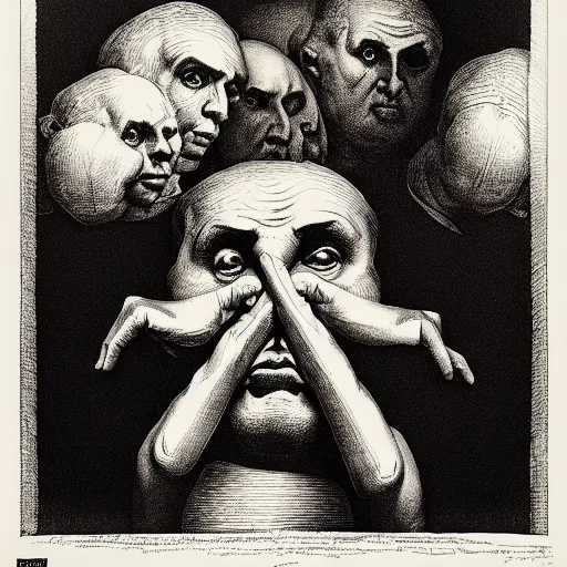 Image similar to lithography on paper secret layer dungeon conceptual figurative post - morden monumental dynamic portrait by goya and escher and hogarth, illusion surreal art, highly conceptual figurative art, intricate detailed illustration, controversial poster art, polish poster art, geometrical drawings, no blur