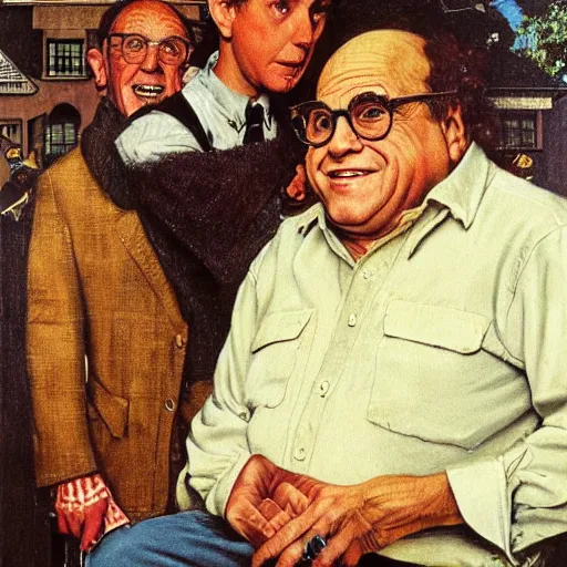 Image similar to danny devito portrait art by norman rockwell