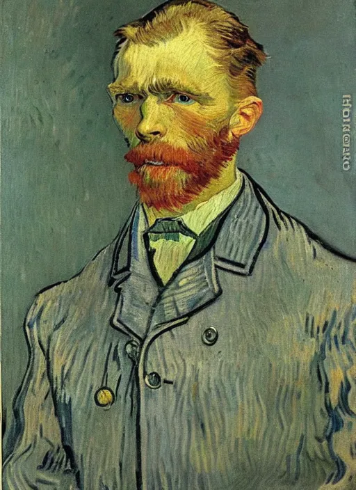 Prompt: lifelike oil painting portrait of carl fredericksen by van gogh