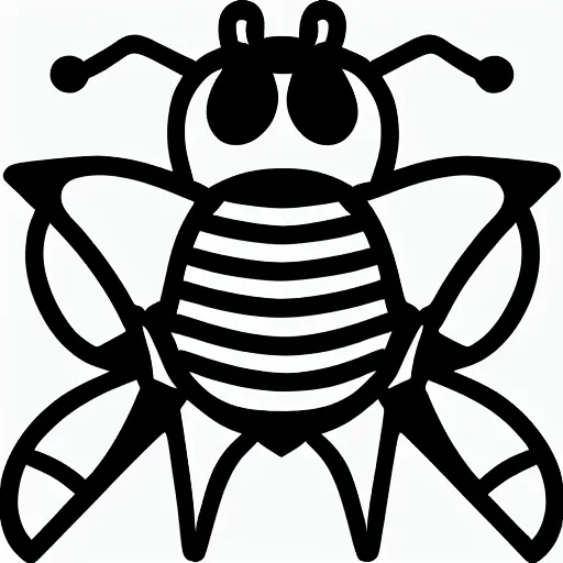Image similar to bee icon image, black and white, bold lines artistic