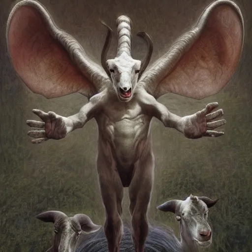 Prompt: vladimir putin, anthropomorphic goat transformation putin, putin hybrid, macabre, horror, by donato giancola and greg rutkowski and wayne barlow and zdzisław beksinski, digital art