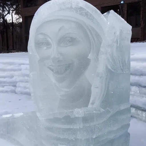 Image similar to world famous ice carving of a beautiful woman