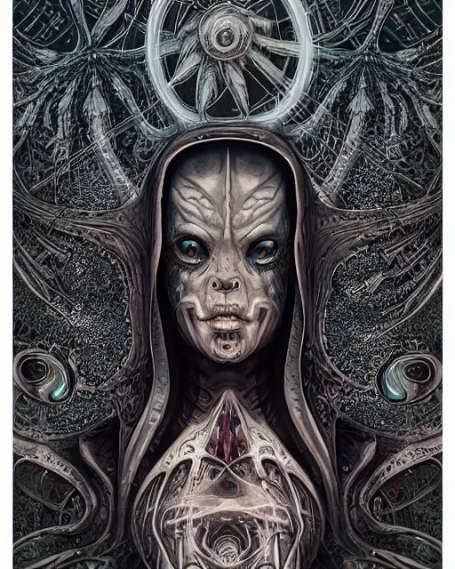 Prompt: cosmic lovecraft giger fractal spider portrait, pixar style, by tristan eaton stanley artgerm and tom bagshaw.