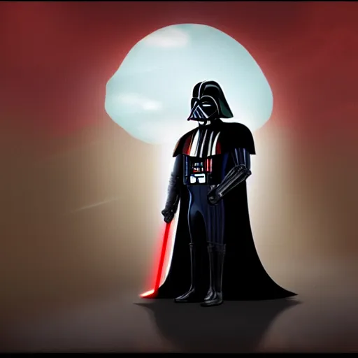 Image similar to Darth Vader as a character in a Pixar cartoon