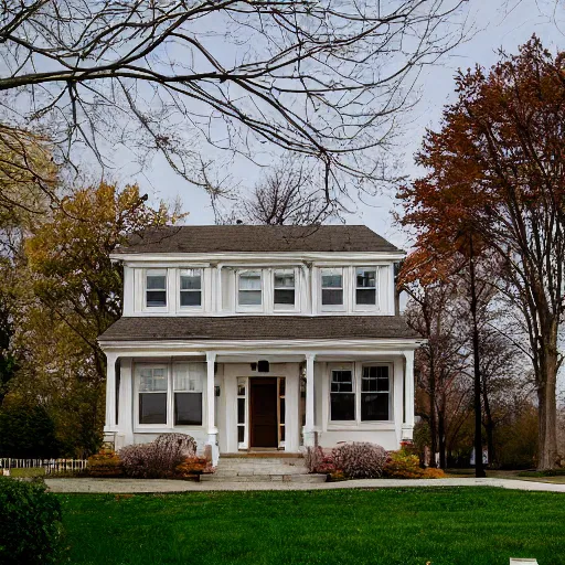 Image similar to house in wheaton, il. photographed with leica summilux - m 2 4 mm lens, iso 1 0 0, f / 8, portra 4 0 0