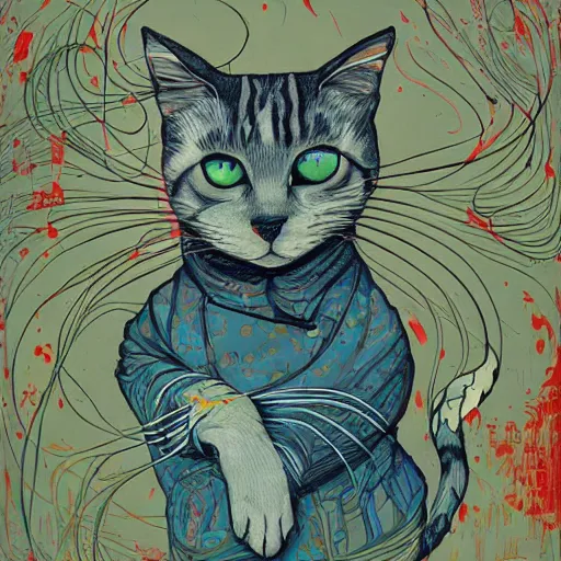 Image similar to a house cat by james jean