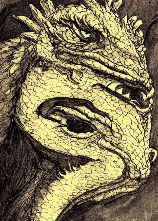 Prompt: portrait of a dragon's head,