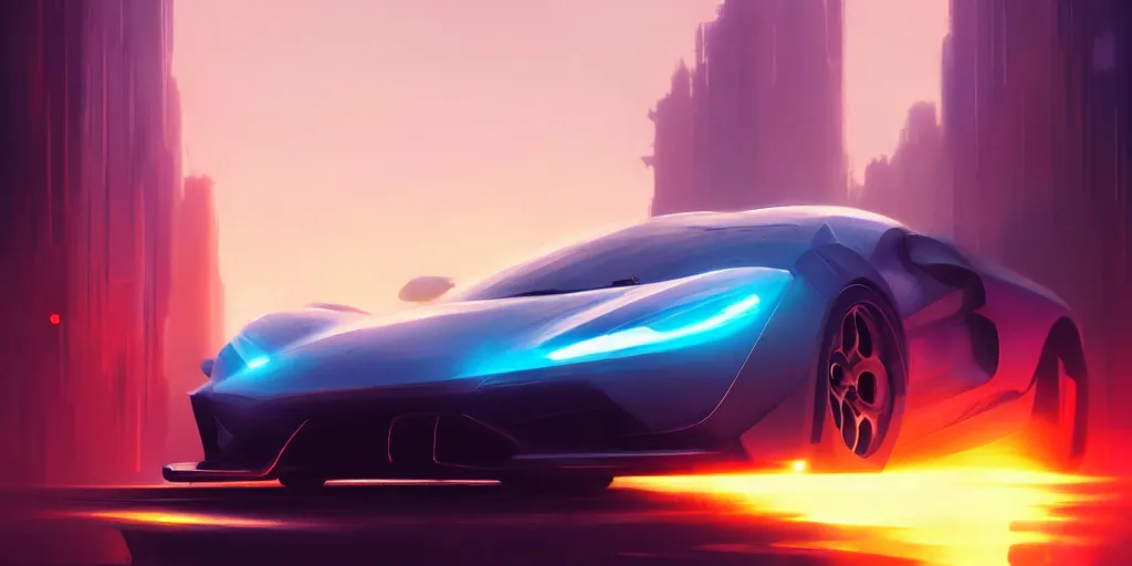 Image similar to Super car, concept art, low angle, high detail, warm lighting, volumetric, godrays, vivid, beautiful, trending on artstation, by Jordan grimmer, art greg rutkowski