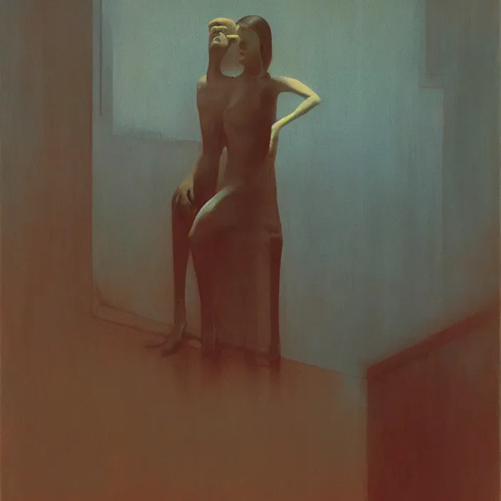 Prompt: portrait facing my fears, science fiction, Edward Hopper and James Gilleard, Zdzislaw Beksinski, highly detailed