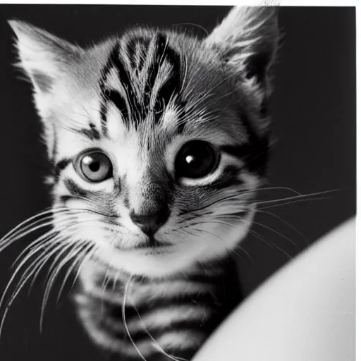 Image similar to very tiny kitten next to an atom, electron microscopy photography