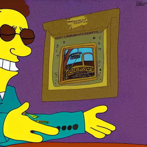 Image similar to john lennon in the style of the simpsons, hd, intricate detail, high resolution