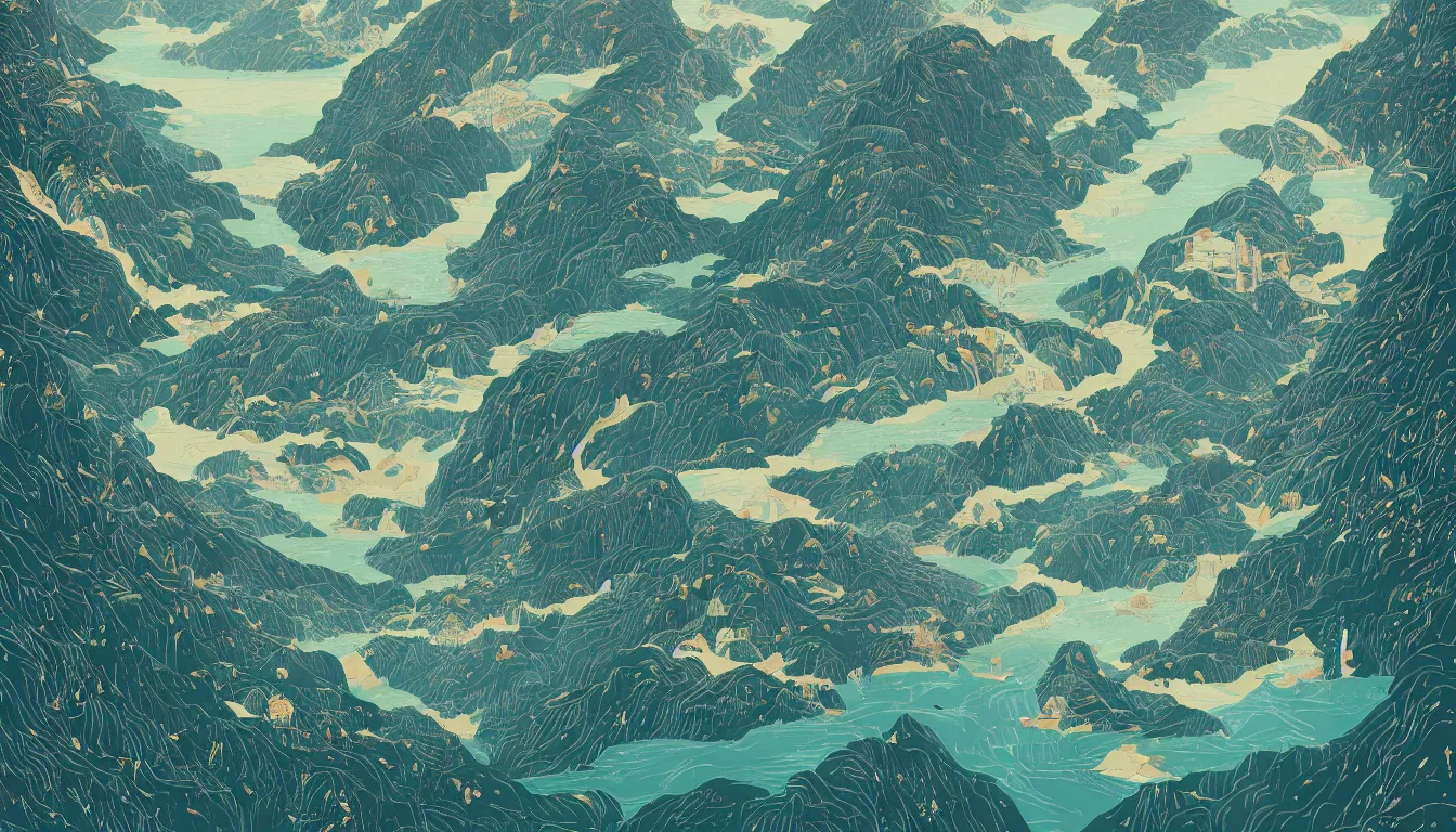 Image similar to epic fjords by victo ngai