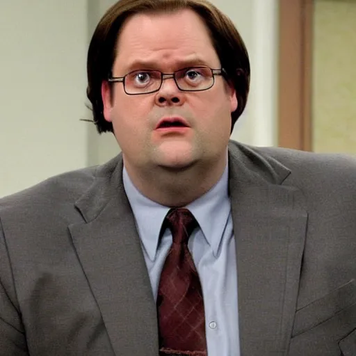 Image similar to dwight schrute pretending to be brian baumgartner