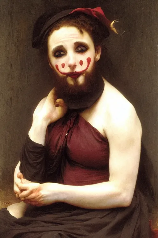 Image similar to sad clown by bouguereau