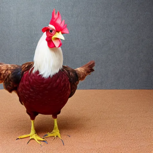 Image similar to a high quality photo of a chicken wearing a suit, 8k, Greg Rutkowsky