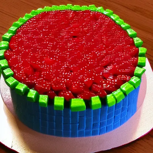 Image similar to a pixel art of a strawberry cake