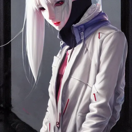 Prompt: ! dream very cool girl white hair girl with mask, streetwear, techwear, cyberpunk style outfit, full body, nose piercing, detailed portrait, intricate complexity, by greg rutkowski, cory loftis, artgerm, ross tran, conrad roset, takato yomamoto, ilya kuvshinov. 4 k, beautiful, cinematic dramatic atmosphere