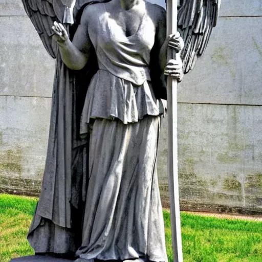 Image similar to A Weeping Angel from Doctor Who holding a giant scythe