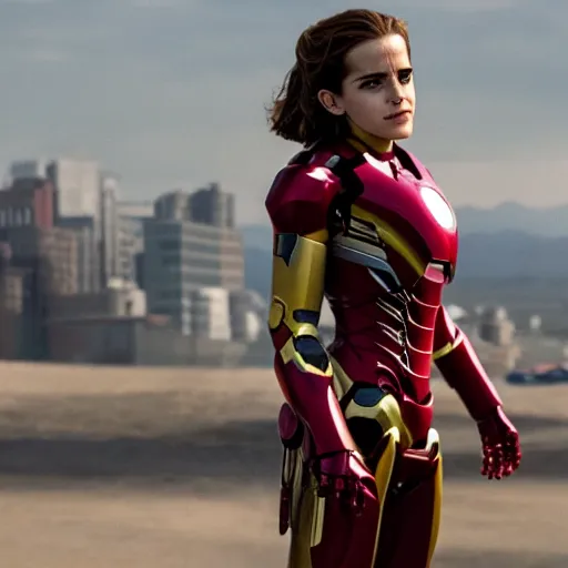 Prompt: a still of emma watson in iron man