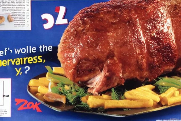 Image similar to mcdonald's whole roast pork, y 2 k cybercore, advertisement photo