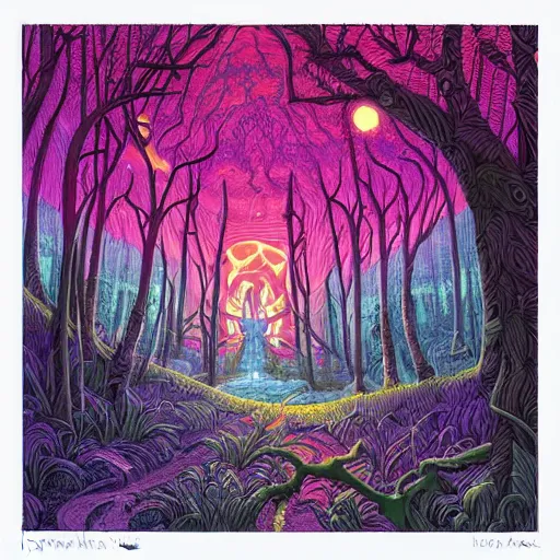 Image similar to A ruined portal with a spiritual and mystical sound in a forest by Howard Arkley, Anton Fadeev and Dan Mumford