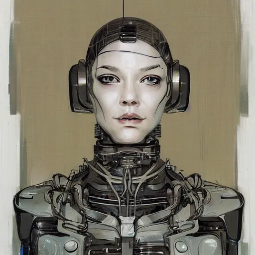 Image similar to portrait of female android by james jean