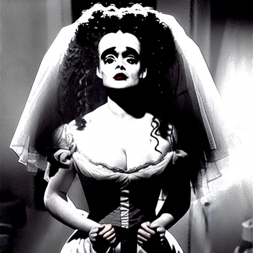 Image similar to helena bonham carter, still from the movie bride of frankenstein