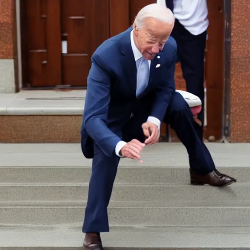 Prompt: Joe Biden falling down the steps